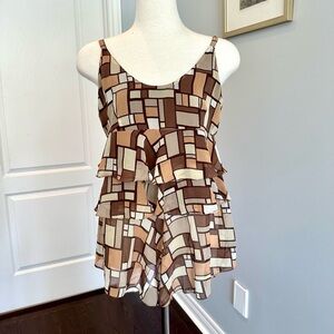 Ginger Snaps Layered Ruffles Sleeveless Blouse in Chiffon Fabric